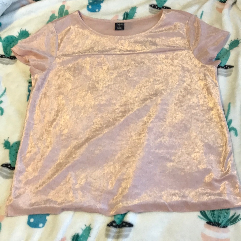 Faux Velvet Pink Top